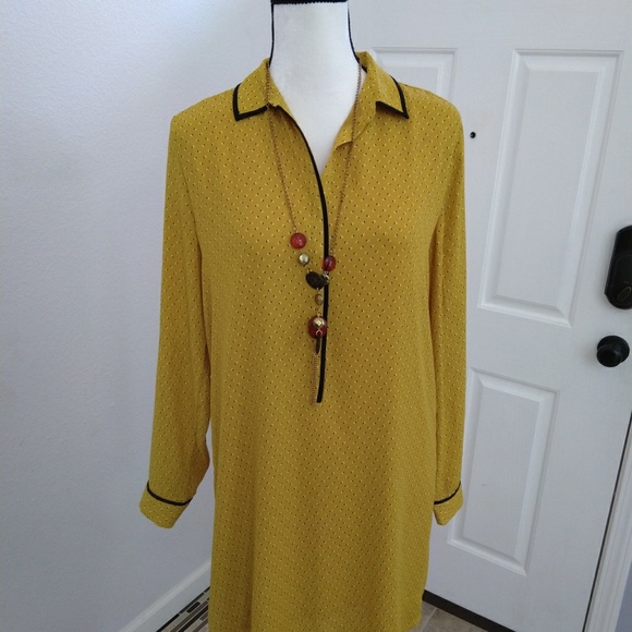 Ann Taylor LOFT mustard dress size medium - Picture 2 of 8